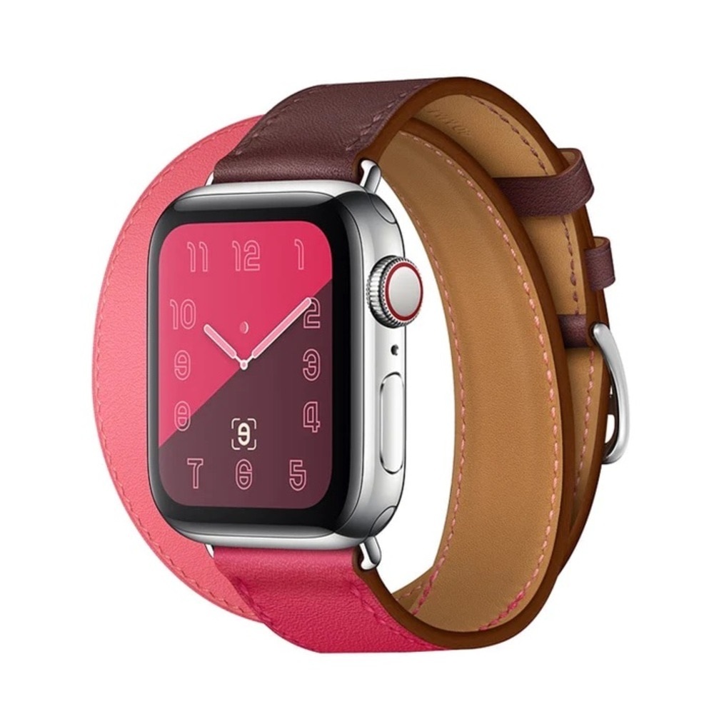 Double Wrap Multi Colored Leather Apple Watch Band - 40mm